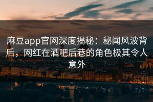 麻豆app官网深度揭秘：秘闻风波背后，网红在酒吧后巷的角色极其令人意外