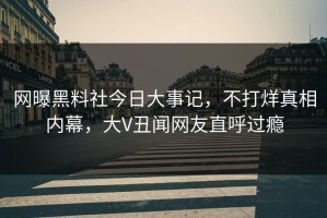 网曝黑料社今日大事记，不打烊真相内幕，大V丑闻网友直呼过瘾