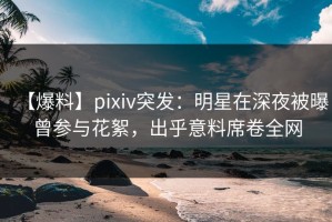 【爆料】pixiv突发：明星在深夜被曝曾参与花絮，出乎意料席卷全网