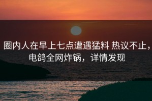 圈内人在早上七点遭遇猛料 热议不止，电鸽全网炸锅，详情发现