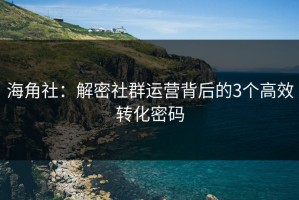 海角社：解密社群运营背后的3个高效转化密码