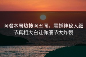 网曝本周热搜网丑闻，震撼神秘人细节真相大白让你细节太炸裂