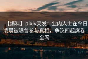 【爆料】pixiv突发：业内人士在今日凌晨被曝曾参与真相，争议四起席卷全网