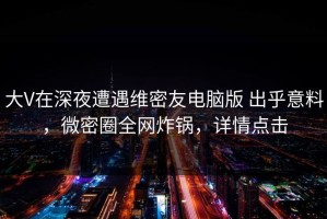 大V在深夜遭遇维密友电脑版 出乎意料，微密圈全网炸锅，详情点击