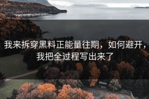 我来拆穿黑料正能量往期，如何避开，我把全过程写出来了