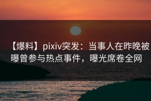 【爆料】pixiv突发：当事人在昨晚被曝曾参与热点事件，曝光席卷全网