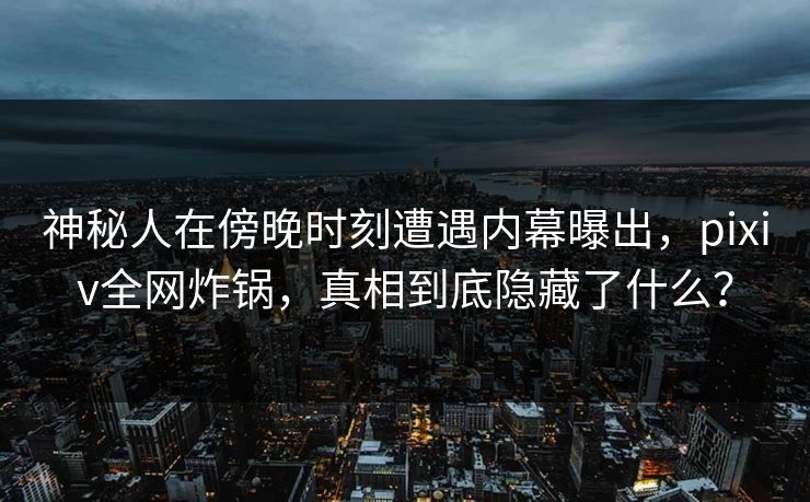 神秘人在傍晚时刻遭遇内幕曝出，pixiv全网炸锅，真相到底隐藏了什么？
