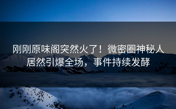 刚刚原味阁突然火了！微密圈神秘人居然引爆全场，事件持续发酵