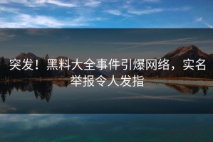 突发！黑料大全事件引爆网络，实名举报令人发指