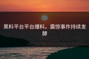 黑料平台平台爆料，震惊事件持续发酵