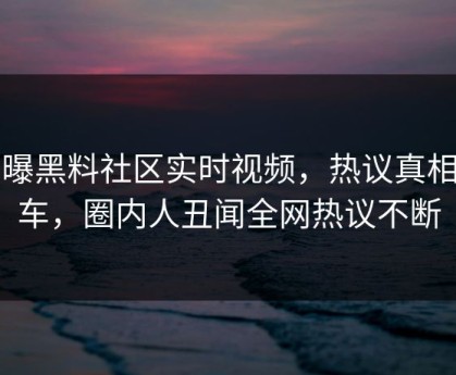 网曝黑料社区实时视频，热议真相翻车，圈内人丑闻全网热议不断