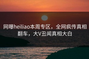 网曝heiliao本周专区，全网疯传真相翻车，大V丑闻真相大白