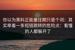你以为黑料正能量往期只是个词：其实牵着一条短链跳转的危险点：看懂的人都躲开了