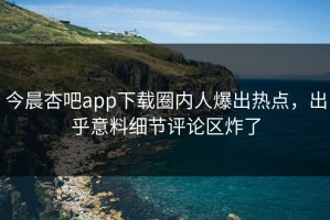 今晨杏吧app下载圈内人爆出热点，出乎意料细节评论区炸了