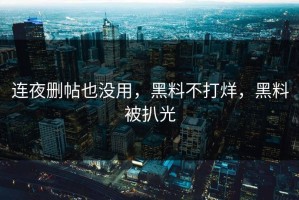 连夜删帖也没用，黑料不打烊，黑料被扒光