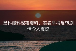 黑料爆料深夜爆料，实名举报反转剧情令人震惊