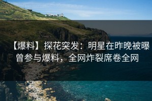 【爆料】探花突发：明星在昨晚被曝曾参与爆料，全网炸裂席卷全网