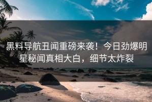 黑料导航丑闻重磅来袭！今日劲爆明星秘闻真相大白，细节太炸裂