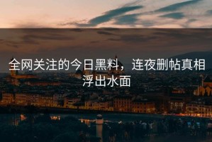 全网关注的今日黑料，连夜删帖真相浮出水面