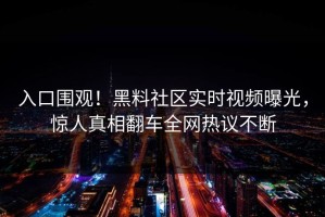 入口围观！黑料社区实时视频曝光，惊人真相翻车全网热议不断