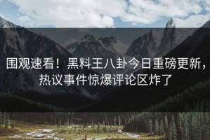 围观速看！黑料王八卦今日重磅更新，热议事件惊爆评论区炸了