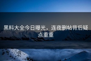 黑料大全今日曝光，连夜删帖背后疑点重重