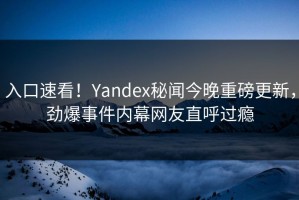 入口速看！Yandex秘闻今晚重磅更新，劲爆事件内幕网友直呼过瘾
