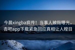 今晨xingba疯传！当事人被指曝光，杏吧app下载紧急回应真相让人瞠目