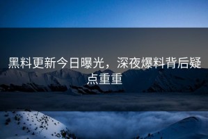 黑料更新今日曝光，深夜爆料背后疑点重重