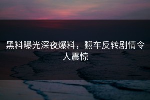 黑料曝光深夜爆料，翻车反转剧情令人震惊