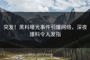 突发！黑料曝光事件引爆网络，深夜爆料令人发指