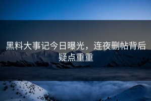 黑料大事记今日曝光，连夜删帖背后疑点重重