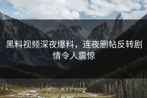 黑料视频深夜爆料，连夜删帖反转剧情令人震惊