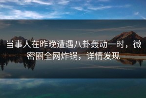 当事人在昨晚遭遇八卦轰动一时，微密圈全网炸锅，详情发现