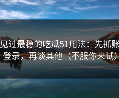 我见过最稳的吃瓜51用法：先抓账号登录，再谈其他（不服你来试）