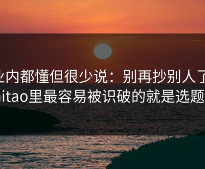 业内都懂但很少说：别再抄别人了，mitao里最容易被识破的就是选题库