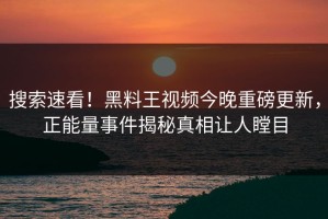 搜索速看！黑料王视频今晚重磅更新，正能量事件揭秘真相让人瞠目