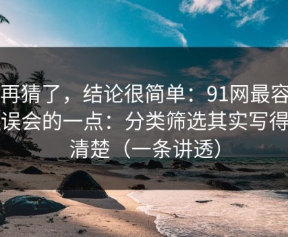 别再猜了，结论很简单：91网最容易被误会的一点：分类筛选其实写得很清楚（一条讲透）