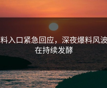 黑料入口紧急回应，深夜爆料风波仍在持续发酵