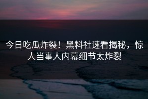 今日吃瓜炸裂！黑料社速看揭秘，惊人当事人内幕细节太炸裂