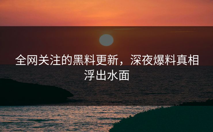 全网关注的黑料更新，深夜爆料真相浮出水面