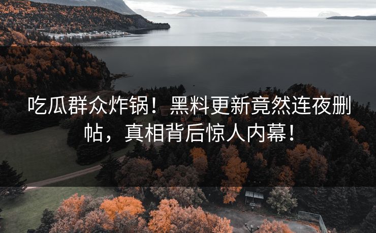 吃瓜群众炸锅！黑料更新竟然连夜删帖，真相背后惊人内幕！