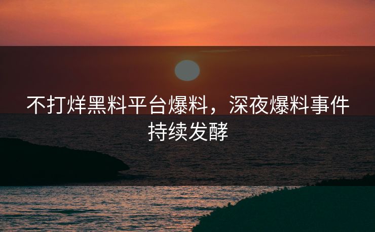 不打烊黑料平台爆料，深夜爆料事件持续发酵