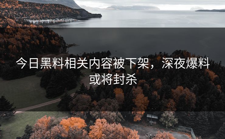 今日黑料相关内容被下架，深夜爆料或将封杀