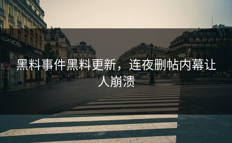 黑料事件黑料更新，连夜删帖内幕让人崩溃