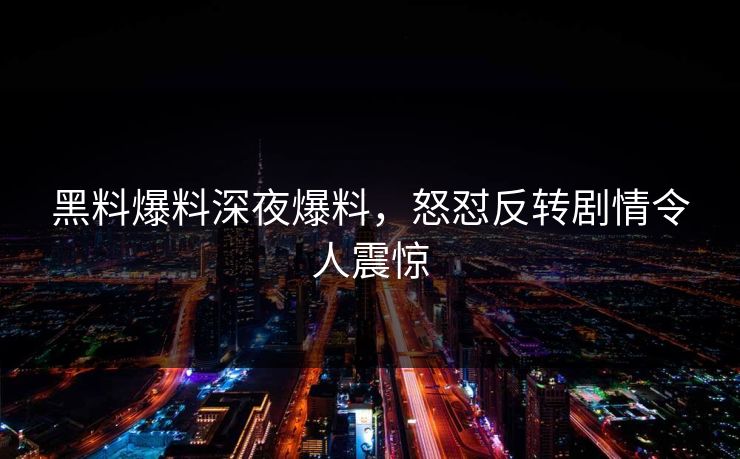 黑料爆料深夜爆料，怒怼反转剧情令人震惊