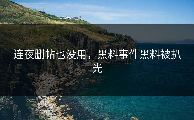 连夜删帖也没用，黑料事件黑料被扒光