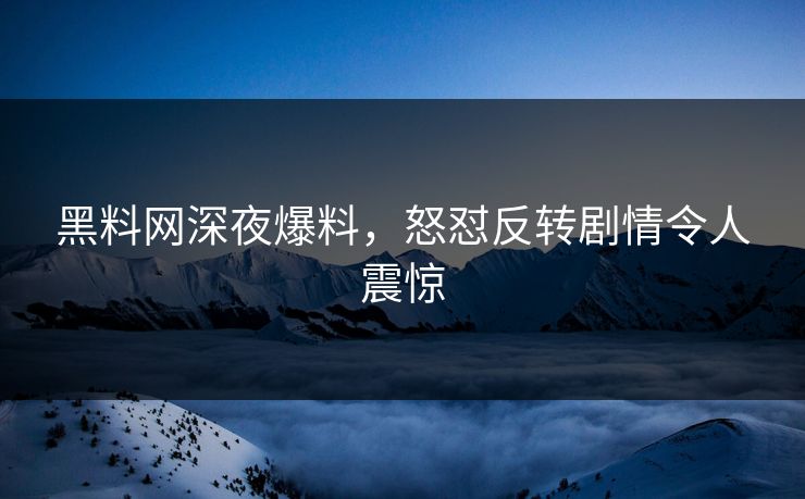 黑料网深夜爆料，怒怼反转剧情令人震惊