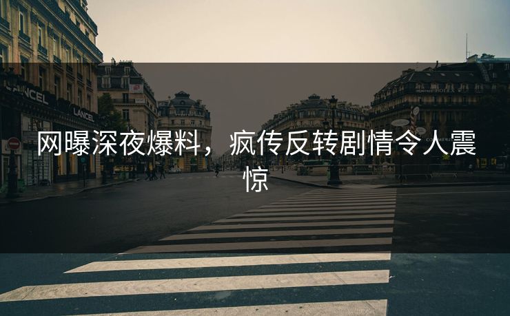 网曝深夜爆料，疯传反转剧情令人震惊