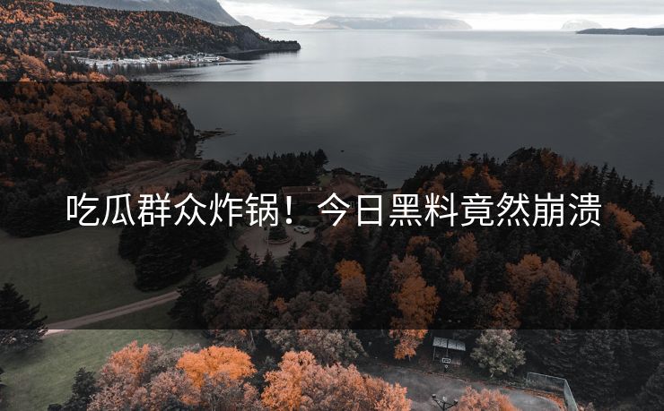 吃瓜群众炸锅！今日黑料竟然崩溃